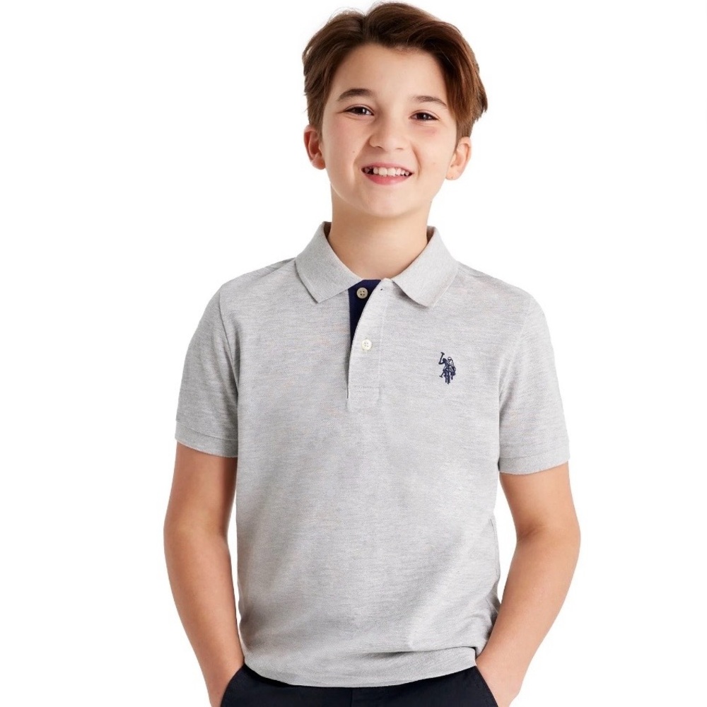 💕5/$15 U.S. Polo Assn. Light Gray Kids Polo Shirt, New with tags